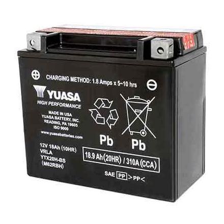 27658 BATTERIE 12V 18Ah YTX20H-BS YUASA MF SANS ENTRETIEN HAUTE PERFORMANCE LIVREE AVEC PACK ACIDE Lg175x87x155) YUASA BATTERIES