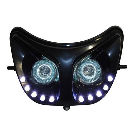 28720 DOUBLE OPTIQUE REPLAY RR8 POUR DERBI 50 SENDA NOIR AVEC LEDS BLANCHES ** xxx Info REPLAY 