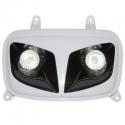 DOUBLE OPTIQUE REPLAY RR8 POUR MBK 50 BOOSTER 2004--YAMAHA 50 BWS 2004- BLANC-NOIR AVEC 2 HALOGENES 20W **