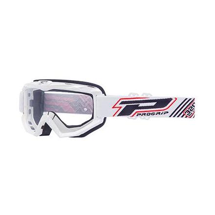 30047 LUNETTES-MASQUE CROSS PROGRIP 3201 ATZAKI BLANC ECRAN TRANSPARENT ANTI-RAYURES-ANTI U.V. COMPATIBLE AVEC PORT LUNETTES DE 