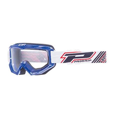 30048 LUNETTES-MASQUE CROSS PROGRIP 3201 ATZAKI BLEU ECRAN TRANSPARENT ANTI-RAYURES-ANTI U.V. COMPATIBLE AVEC PORT LUNETTES DE V