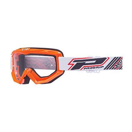 30052 LUNETTES-MASQUE CROSS PROGRIP 3201 ATZAKI ORANGE ECRAN TRANSPARENT ANTI-RAYURES-ANTI U.V. COMPATIBLE AVEC PORT LUNETTES DE