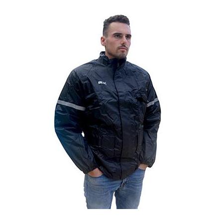 30084 VESTE DE PLUIE ADX ECO NOIR XL (DOUBLURE + BANDE REFLECHISSANTE + COL VELOURS + GOUTTIERE + SOUFFLET DORSALE POUR EVITER 