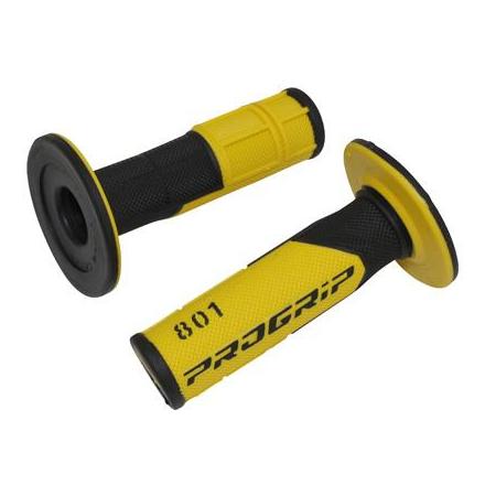 26274 REVETEMENT POIGNEE PROGRIP OFF ROAD 801 DOUBLE DENSITE BASE NOIR-JAUNE 115mm (PAIRE) (CROSS-MX) xxx Info PROGRIP 