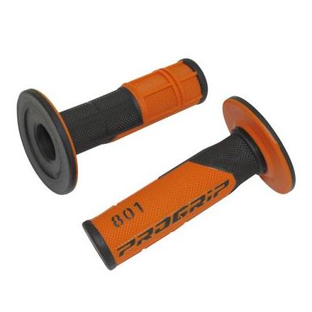 26273 REVETEMENT POIGNEE PROGRIP OFF ROAD 801 DOUBLE DENSITE BASE NOIR-ORANGE 115mm (PAIRE) (CROSS-MX) xxx Info PROGRIP 