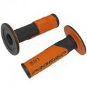 REVETEMENT POIGNEE PROGRIP OFF ROAD 801 DOUBLE DENSITE BASE NOIR-ORANGE 115mm (PAIRE) (CROSS-MX)