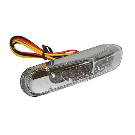 36563 FEU ARRIERE 50 A BOITE-MOTO REPLAY A LEDS TRIANGLE FUME AVEC ECLAIRAGE DE PLAQUE (6 LEDS ROUGES) -HOMOLOGUE CE- xxx Info 