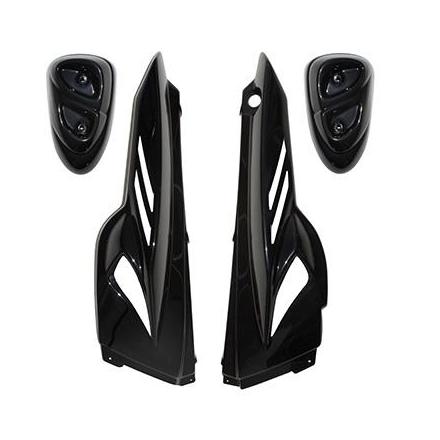 37201 COQUE AR SCOOT BCD POUR MBK 50 STUNT-YAMAHA 50 SLIDER NOIR AVEC PADS (XTREME, 4 PIECES) xxx Info BCD 