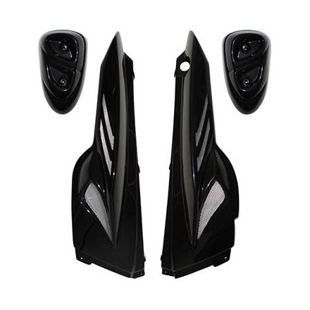 37204 COQUE AR SCOOT BCD POUR MBK 50 STUNT-YAMAHA 50 SLIDER NOIR AVEC PADS (XTREME AVEC GRILLES MONTEES SOUDEES, 4 PIECES) xxx I