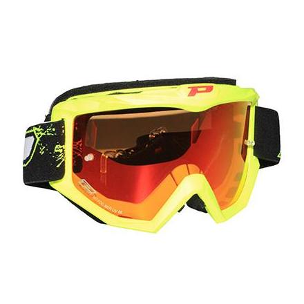 36960 LUNETTES-MASQUE CROSS PROGRIP 3204 FL SHINY SIDE JAUNE FLUO ECRAN MULTI ROUGE ANTI-BUEE-ANTI U.V.-ANTI-RAYURES xxx Info PR