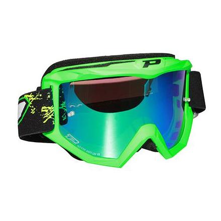 36963 LUNETTES-MASQUE CROSS PROGRIP 3204 FL SHINY SIDE VERT FLUO ECRAN MULTI VERT ANTI-BUEE-ANTI U.V.-ANTI-RAYURES xxx Info PROG