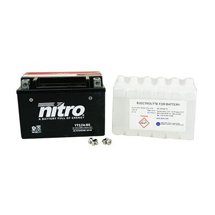 125765 BATTERIE 12V 10Ah YTX12ABS NITRO SANS ENTRETIEN LIVREE AVEC PACK ACIDE (Lg150xL87xH106) xxx Info 