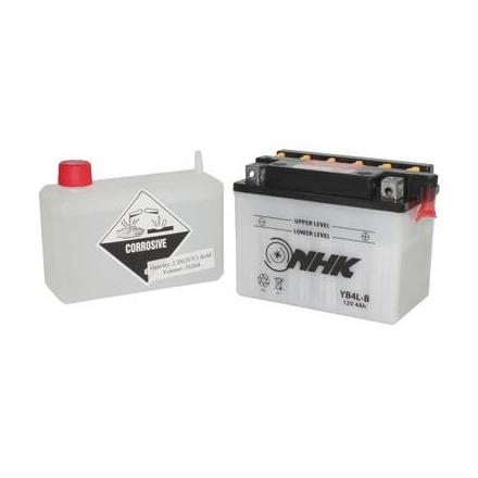 30745 BATTERIE 12V 4 Ah YB4L-B NHK AVEC ENTRETIEN LIVREE AVEC PACK ACIDE (Lg120xL70xH92) (QUALITE PREMIUM) xxx Info 