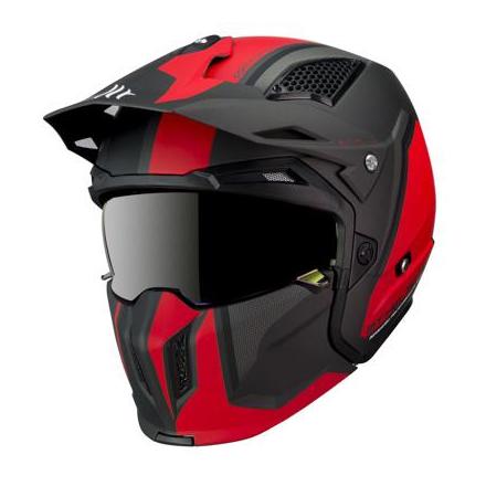 163112 CASQUE TRIAL MT STREETFIGHTER SV DOUBLE ECRANS TRANSFORMABLE AVEC MENTONNIERE AMOVIBLE ROUGE-NOIR MAT S xxx Info 