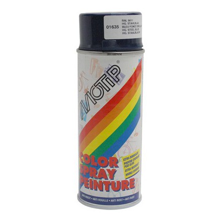 Bombe de peinture Motip Glycero Brillant Bleu Acier (spray 400ml)