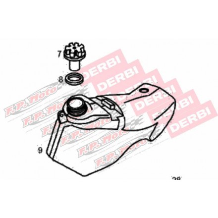 Réservoir d'essence Derbi (pièce 7 + 8 +9)