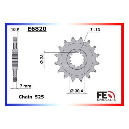 9363.E6820.15 Pignon sortie de boite Yamaha TDM.900 '02/05 15 525 Pignon FRANCE EQUIPEMENT 