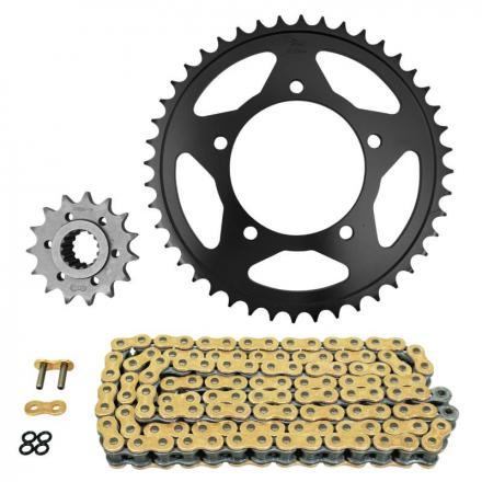 167813 KIT CHAINE ADAPTABLE APRILIA 900 DORSODURO 2017- 525 15x44 (DIAM COURONNE 100-120-10.25) (DEMULTIPLICATION ORIGINE) 