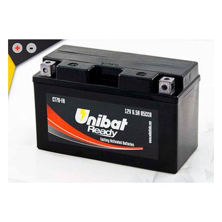 UCT7B-FA Batterie Unibat CT7B-FA - Scellés en Usine. (YT7B-BS / YT7BBS / BT7B-4 / BT7B4 / CT7B4 / 7B4) LxlxH : 150x65x93 [ + -