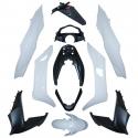 CARROSSERIE-CARENAGE MAXISCOOTER ADAPTABLE HONDA 125 PCX 2014-2016 BLANC BRILLANT-NOIR MAT (KIT 11 PIECES) -P2R-