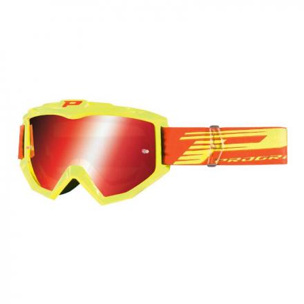 149864 MASQUE-LUNETTES CROSS PROGRIP 3201 FL ATZAKI JAUNE-ORANGE FLUO ECRAN MIROIR ROUGE ANTI-RAYURES-ANTI U.V. COMPATIBLE AVEC 