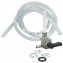 ROBINET ESSENCE CYCLO ADAPTABLE MBK 51, 41, CLUB (MOTEUR AV10) AVEC DURITE TRANSPARENTE + COLLIERS