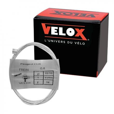 168722 CABLE DE FREIN CYCLO VELOX G.6 POUR PEUGEOT BOULE 8x8mm DIAM 18-10 Lg 2,25M (14 FILS) (BOITE DE 10) 2 Général | 
