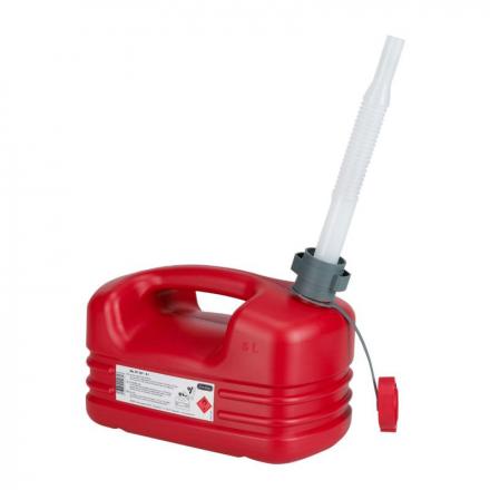 168267 JERRYCAN-BIDON ESSENCE-CARBURANT PRESSOL EN POLYETHYLENE ROUGE AVEC BEC FLEXIBLE 5L 2 Général | Fp-moto.com garage m
