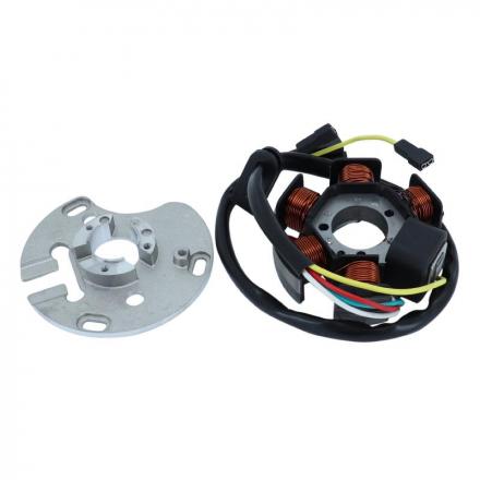 168446 STATOR ALLUMAGE 50 A BOITE ADAPTABLE MOTEUR DERBI-PIAGGIO 50 6 VITESSES AVEC DEMARREUR ELECTRIQUE (6 PÔLES) -SELECTION 