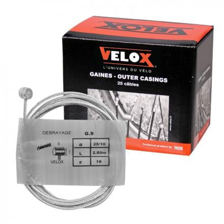 168731 CABLE D'EMBRAYAGE MOTO VELOX G.9 BOULE 8x9mm DIAM 25-10 Lg 2,50M (19 FILS) (BOITE DE 10) 2 Général | Fp-moto.com