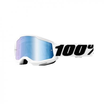 167955 MASQUE-LUNETTES CROSS 100% ADULTE STRATA 2 ESSENTIAL BLANC ECRAN MIROIR ANTI-BUEE-ANTI-RAYURES 2 Général | Fp-moto.co