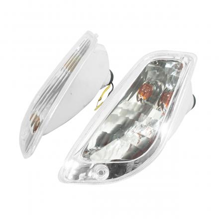 166613 CLIGNOTANT SCOOT ADAPTABLE PIAGGIO 50 VESPA LX 2T ET 4T, 125 VESPA LX AV TRANSPARENT (PAIRE) -HOMOLOGUE CE- -P2R- 2 Gén