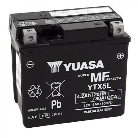 172338 BATTERIE 12V 4 Ah YTX5L YUASA ACTIVEE EN USINE PRETE A L'EMPLOI (Lg114xL71xH106mm) Batteries | Fp-moto.com garage mo