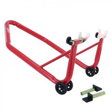 171012 LEVE-BEQUILLE STAND MOTO P2R ARRIERE UNIVERSEL MONOBLOC ACIER ROUGE (TUBE DIAM 38 mm) (CHARGE MAXI 295 kg) 2 Général P2R