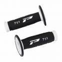 REVETEMENT POIGNEE PROGRIP OFF ROAD 791 DOUBLE DENSITE BASE BLANC-NOIR 115mm (PAIRE) (CROSS-MX)