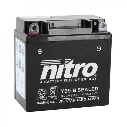 172835 BATTERIE 12V 9 Ah NB9-B NITRO SLA SANS ENTRETEIN PRETE A L'EMPLOI (Lg135xL75xH139mm) 2 Général | Fp-moto.com garage