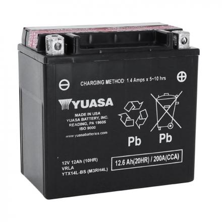 175122 BATTERIE 12V 12 Ah YTX14L-BS YUASA MF SANS ENTRETIEN HAUTE PERFORMANCE AVEC PACK ACIDE (Lg150xL87xH147mm) 2 Général 