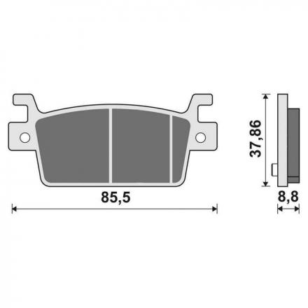 178298 PLAQUETTE DE FREIN NEWFREN POUR KYMCO 550 AK 2017- AR (L 85,5mm - H 37,9mm - P 8,8mm) (FD0570BE) (SCOOTER ELITE ORGANI