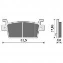 PLAQUETTE DE FREIN NEWFREN POUR KYMCO 550 AK 2017- AR (L 85,5mm - H 37,9mm - P 8,8mm) (FD0570BE) (SCOOTER ELITE ORGANIQUE)