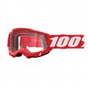 MASQUE-LUNETTES CROSS 100% ADULTE ACCURI 2 ESSENTIAL ROUGE FLUO ECRAN INCOLORE-TRANSPARENT ANTI-BUEE-ANTI-RAYURES