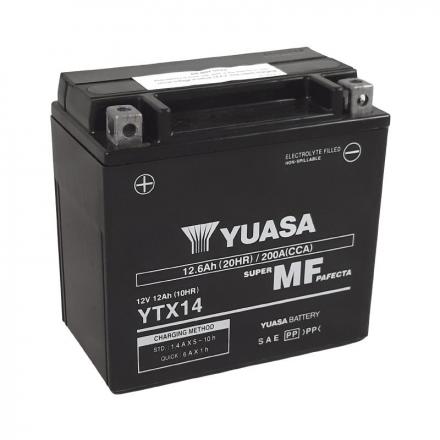 172349 BATTERIE 12V 12 Ah YTX14 YUASA ACTIVEE EN USINE PRETE A L'EMPLOI (Lg150xL87xH145mm) 2 Général | Fp-moto.com garage m