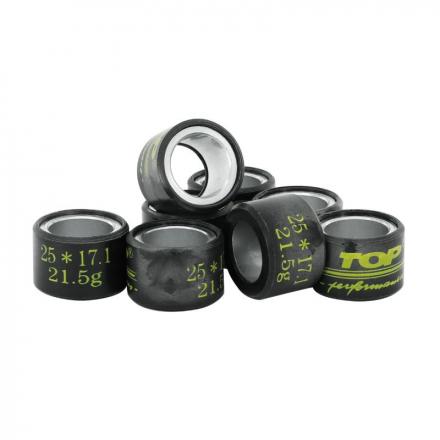 166502 GALET-ROULEAU MAXISCOOTER TOP PERF 25x17 21,4g (x8) POUR PIAGGIO 400-500 MP3, 500 X9 EVOLUTION-PEUGEOT 500 SATELIS-APRIL