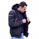 VESTE-BLOUSON ADX RSX NOIR-ROUGE S AVEC CAPUCHE AMOVIBLE (AVEC PROTECTIONS-SANS PLAQUE DORSALE) (HOMOLOGUE NF EN 17092-4 : 