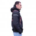 VESTE-BLOUSON ADX RSX NOIR-ROUGE L AVEC CAPUCHE AMOVIBLE (AVEC PROTECTIONS-SANS PLAQUE DORSALE) (HOMOLOGUE NF EN 17092-4 : 20