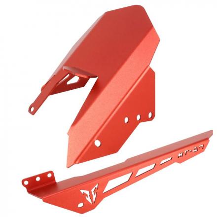 181617 LECHE ROUE-GARDE BOUE MOTO ARRIERE AVEC PROTEGE CHAINE POUR YAMAHA 700 MT-07 ALU CNC ANODISE ROUGE AVEC MOTIF -AVOC- 2 G