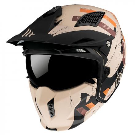 181017 CASQUE TRIAL MT STREETFIGHTER SV SKULL BLANC-ORANGE MAT S SIMPLE ECRAN DARK TRANSFORMABLE AVEC MENTONNIERE AMOVIBLE (L