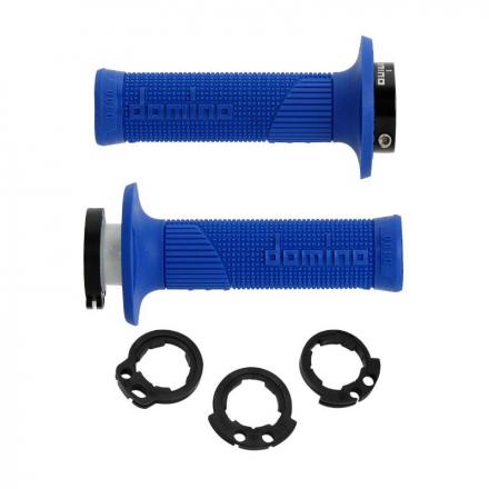 200278 REVETEMENT POIGNEE DOMINO MOTO OFF ROAD D100 BLEU CLOSED END AVEC LOCK ON 116-125mm (LIVREE AVEC 4 BAGUES) (PAIRE) 2 Géné