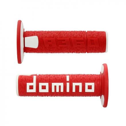 198688 REVETEMENT POIGNEE DOMINO MOTO OFF ROAD A360 ROUGE-BLANC CLOSED END 120-123mm (PAIRE) Revêtement DOMINO | Fp-moto.com g