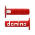 REVETEMENT POIGNEE DOMINO MOTO OFF ROAD A360 ROUGE-BLANC CLOSED END 120-123mm (PAIRE)