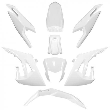 201234 CARROSSERIE-CARENAGE 50 A BOITE ADAPTABLE DERBI 50 SENDA XTREME 2018+-GILERA 50 RCR 2018+, SMT 2018+ BLANC BRILLANT (KIT 